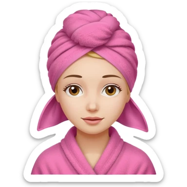 Woman with pink towel on head sticker