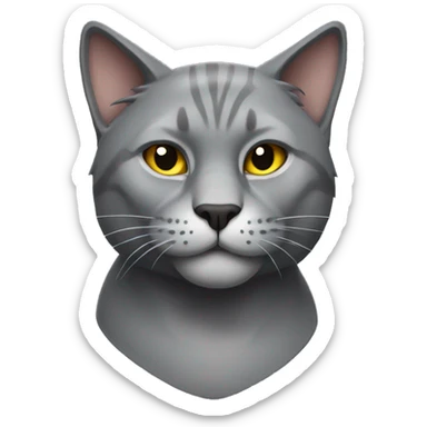 Muscular grey cat sticker