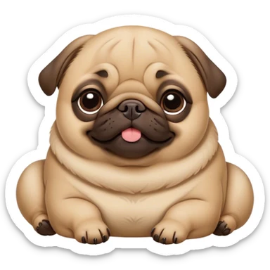 Cinematic Meme-Worthy Chubby Sleeping Fawn Pug Portrait Emoji, Head resting peacefully with a contented smile, showcasing a delightfully chubby build and a luxuriously soft fawn coat, eyes shut in a serene nap, Simplified yet hilariously adorable features, highly detailed, glowing with a soft, drowsy light, high shine, relaxed and utterly lovable, stylized with an air of playful laziness, bright and heartwarming, soft glowing outline, capturing the essence of a comically sleepy companion, so meme-worthy it feels like it could instantly become the next viral sensation of adorable slumber! sticker