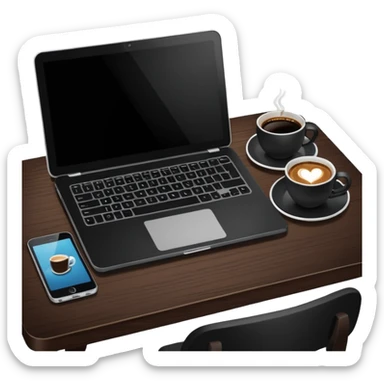 laptop and coffee on the table sticker