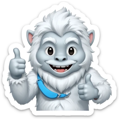 yeti thumbs up, smiling, winking sticker