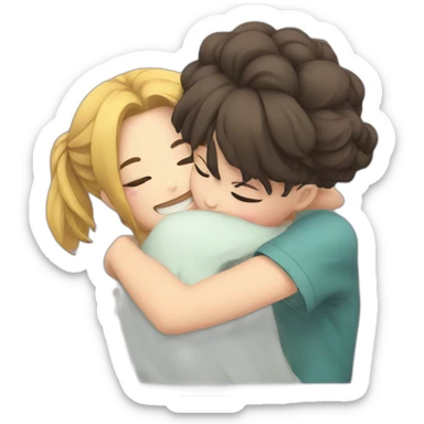 Anime style Girls hugging sticker