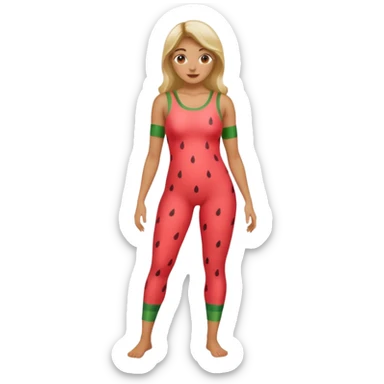 woman in watermelon unitard sticker