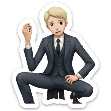 Poor Victorian laborer cowering in front of an English solicitor sticker