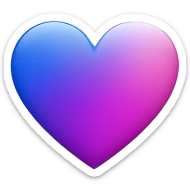 Bisexual flag colored heart, blue to purple to pink gradient  sticker