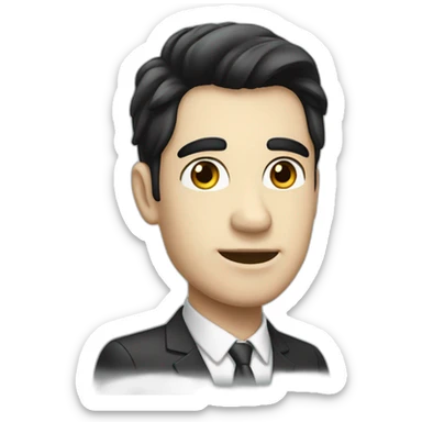 salesman with white skin black hair sticker