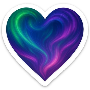 heart with a swirling aurora effect, no background sticker
