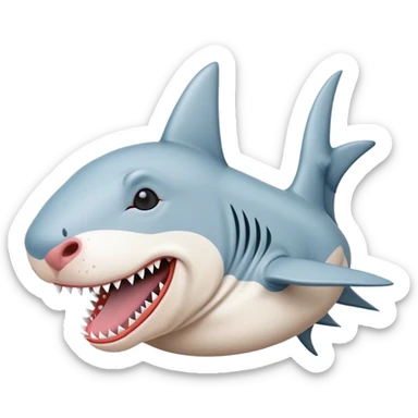 Bull terrier wearing shark hat sticker