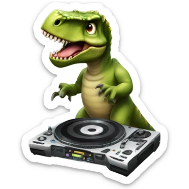 Dinosaur act as a DJ sticker