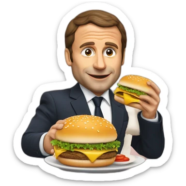 Macron qui mange un hamburger sticker