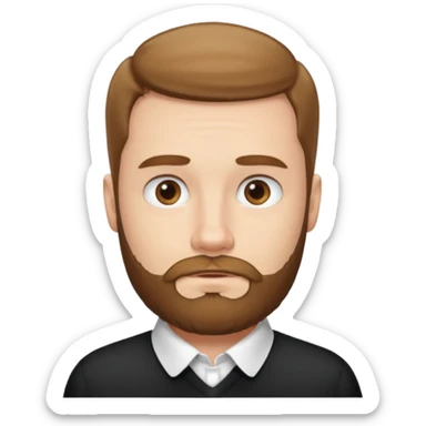 A white guy with coolers and white collar t shirt and the beard for him is at the chin area only sticker