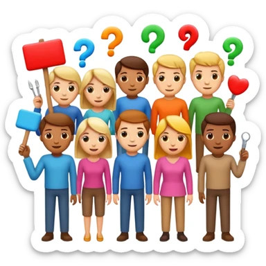 playful iOS emoji-style group of creators each with a different creative tool gathered under the name 'unemployd retards', vibrant and fun sticker