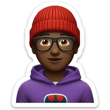 Black boy with spider man beanie with clout glasses sticker