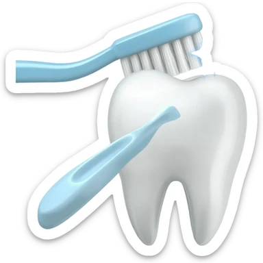 A tooth being brushed and giving off shinning stars from the crown sticker