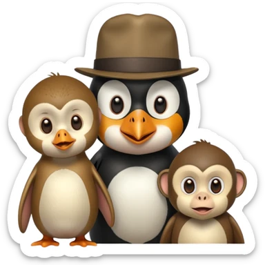 Penguin et singe a un enfant qui a 20 sticker