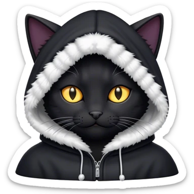 Black cat wearing hood sticker