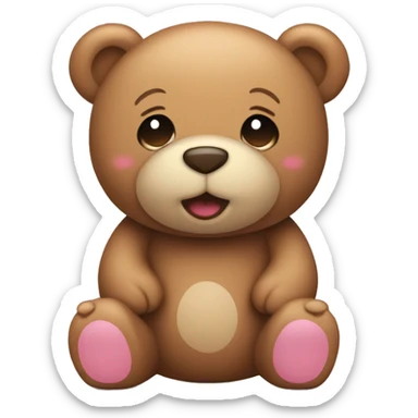 Light brown teddy bear with pink blush cheeks sticker