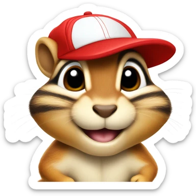 Chipmunk with red baseball cap sticker