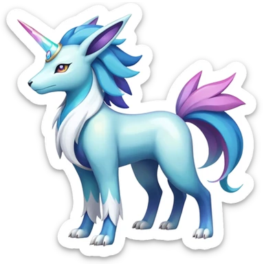Shiny Colorful Iridescent Amaura-Cobalion-Suicune-fakemon (full body) sticker