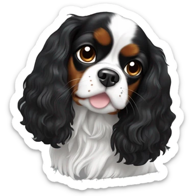 dog black and white cavalier king charles spaniel sticker
