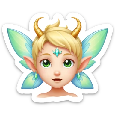 a tiny mischievous fairy with pointy ears and glowing aura sticker
