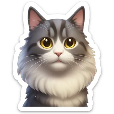 shiny starlit sky behind small surprising face cat sticker