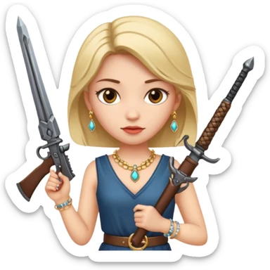 girl with jewelry and weapon sticker