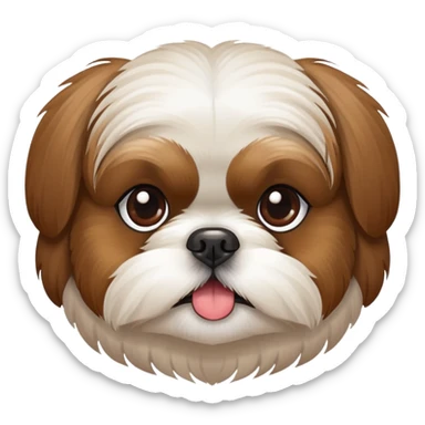shitzu  dog face with brown face and white nose area sticker