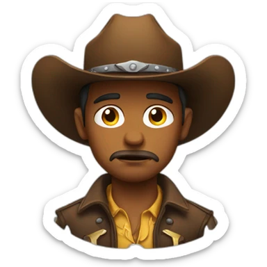 sad cowboy emoji face sticker