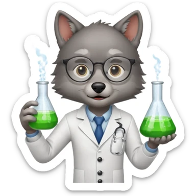 A wolf dressed as a scientist sticker