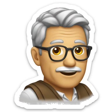 hombre viejo con gafas y calvo sticker