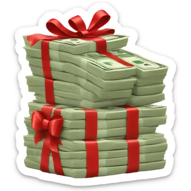  money with red bow sticker