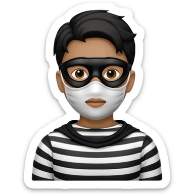 burglar with mask and black white stripe clothes sticker