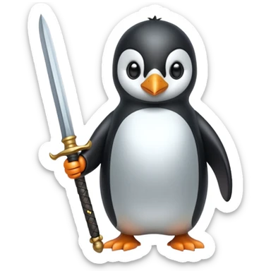 Penguin sword in hand sticker