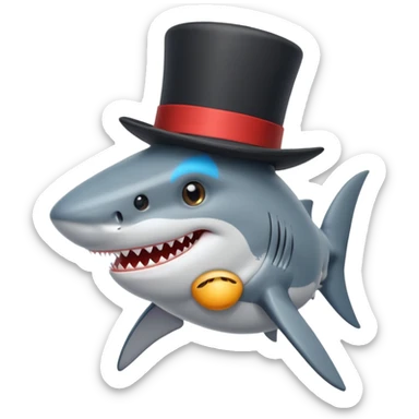 Shark with a top hat sticker