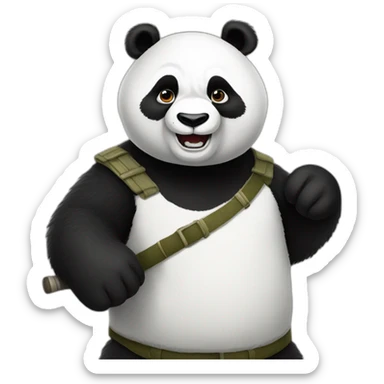 Panda qui fais la guerre sticker