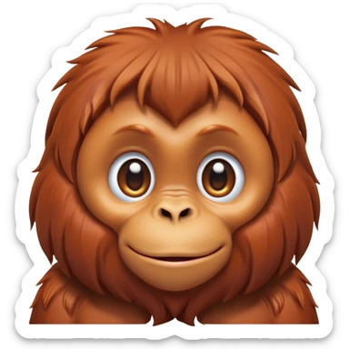 cinematic-cute-orangutan-baby-portrait-emoji,-head-tilted-playfully-and-inquisitively,-with-a-gentle,-expressive-face-accented-by-soft,-flowing-fur-and-round,-sparkling-eyes-brimming-with-warmth,-simplified-yet-irresistibly-adorable-feature sticker