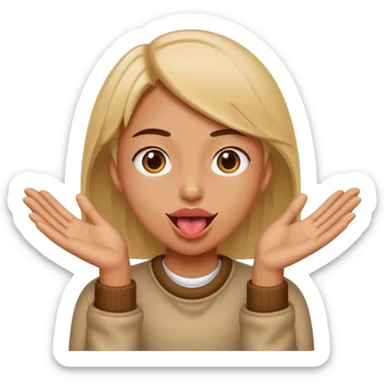 Tongue out with hands to the side  sticker