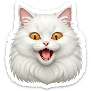 white cat yawns  sticker