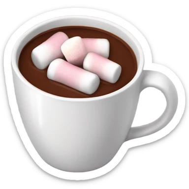 Burgundy mug of hot chocolate with marshmallows  sticker
