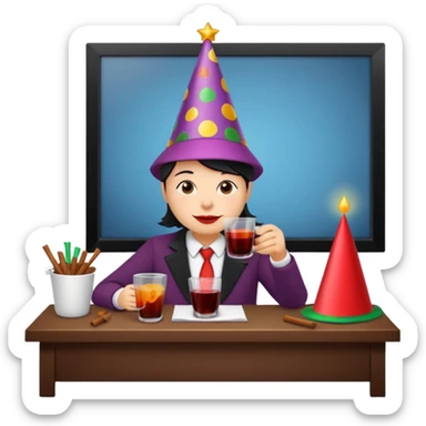 mulled wine party at work desk sticker