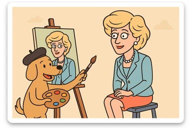 Princess Diana painting picture by a dog sticker