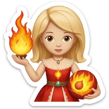 Boneca segurando uma Bola que está em chamas sticker