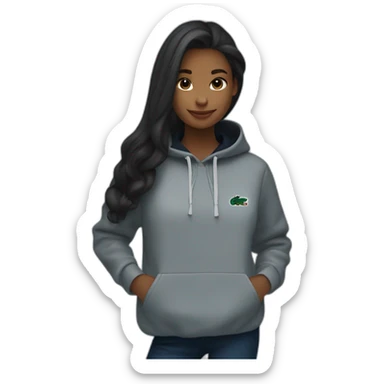 Lacoste bag girl with black lacoste hoodie sticker