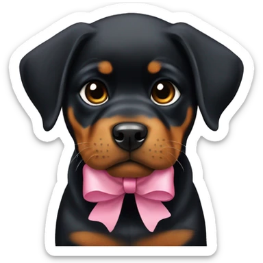 Rottweiler puppy with bow sticker