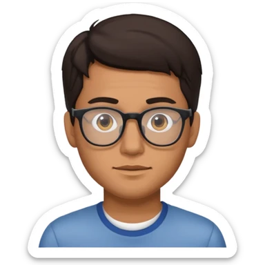 chico joven cabello marron oscuro con lentes estilo ios 18 sticker