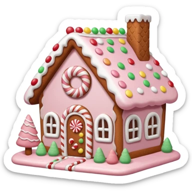 Cute light pink gingerbread house aesthetic  sticker