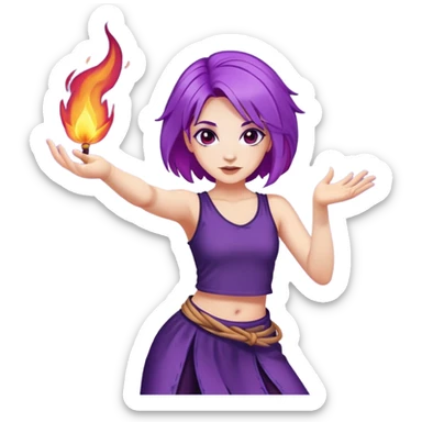 Poi fire dance, girl with purple hair sticker