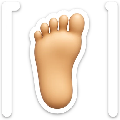 Create a right human foot in the style of a 3D emoji look, matching the reference image style, with a transparent background. sticker
