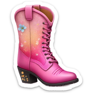 Pink ombre country boots with glitter and flowers inside the boots sticker